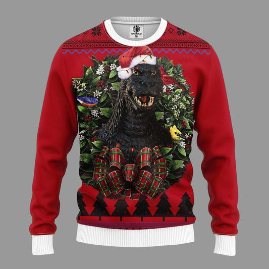 Godzilla King Kong Statue Kaiju Art Noel Mc Ugly Christmas Sweater Thanksgiving Gift ? Usalast