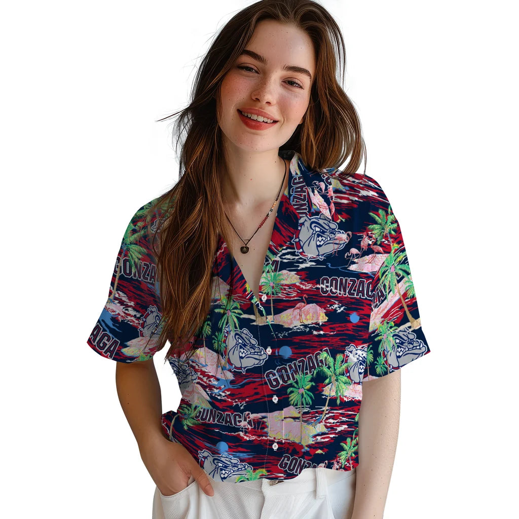 Gonzaga Bulldogs Flamingo Retreat 2026 Hawaiian Shirt – Moonbestprint