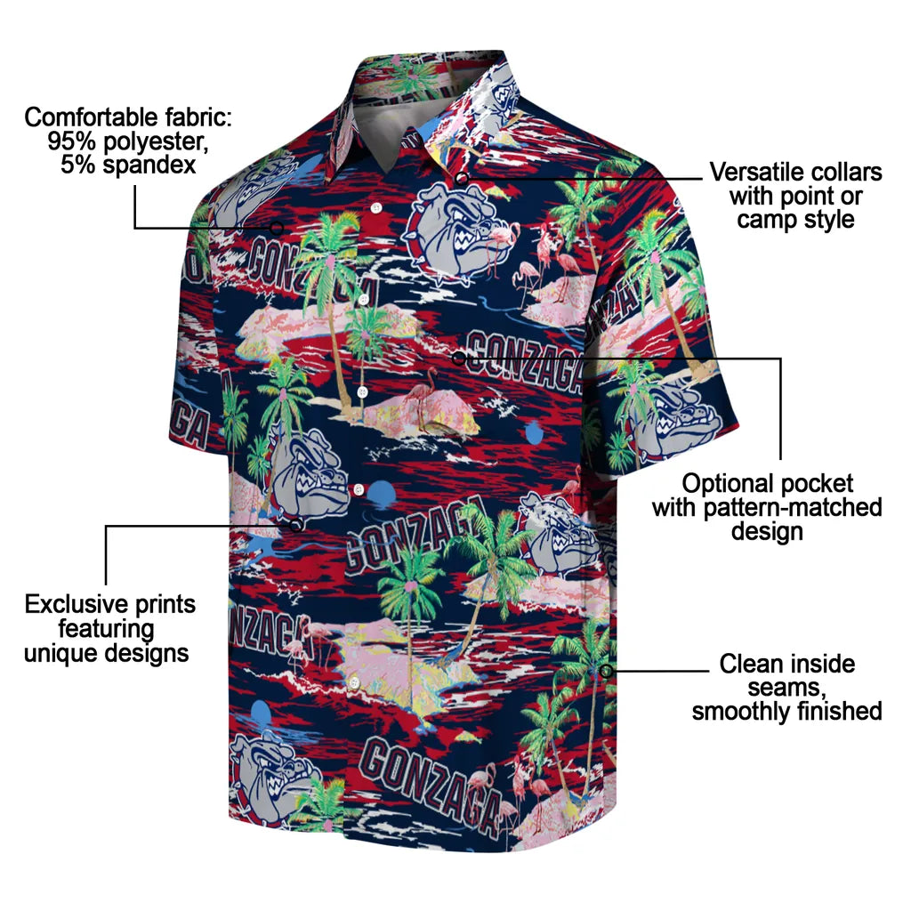 Gonzaga Bulldogs Flamingo Retreat 2026 Hawaiian Shirt – Moonbestprint