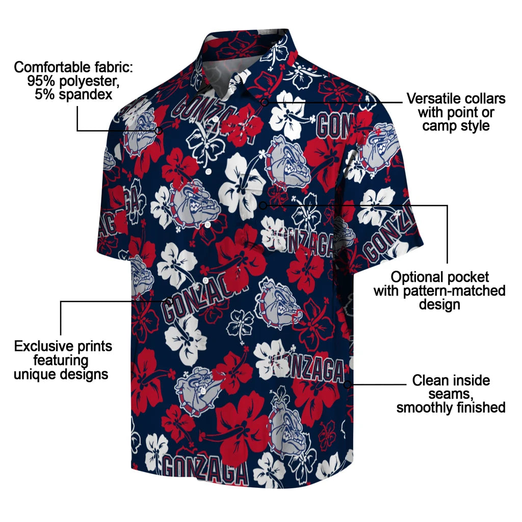 Gonzaga Bulldogs Hibiscus Bloom Hawaiian Shirt – Moonbestprint