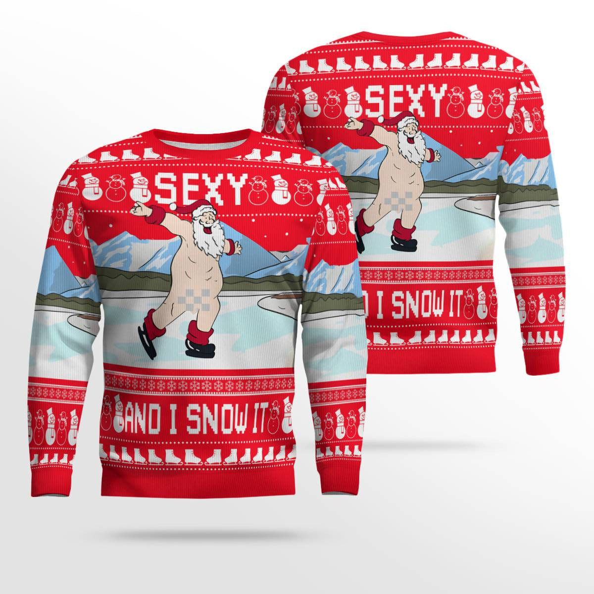 Sexy Santa Dirty Ice-Skate Ugly Christmas Sweater Red – Moonbestprint