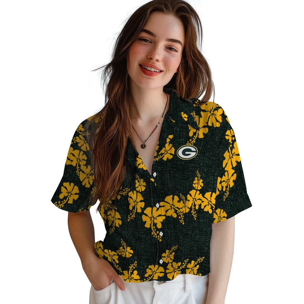 Green Bay Packers Hawaiian Shirt - 50th State Flower | Moonbestprint