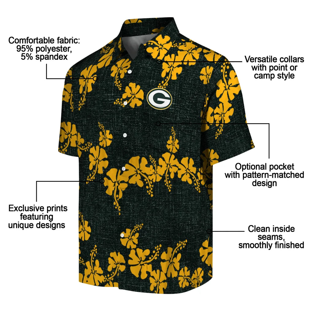 Green Bay Packers Hawaiian Shirt - 50th State Flower | Moonbestprint