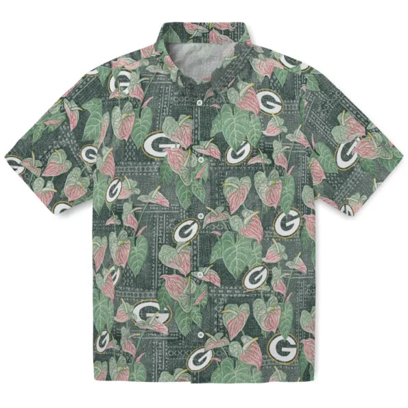 Green Bay Packers Hawaiian Shirt - Anthurium Overlay | Moonbestprint