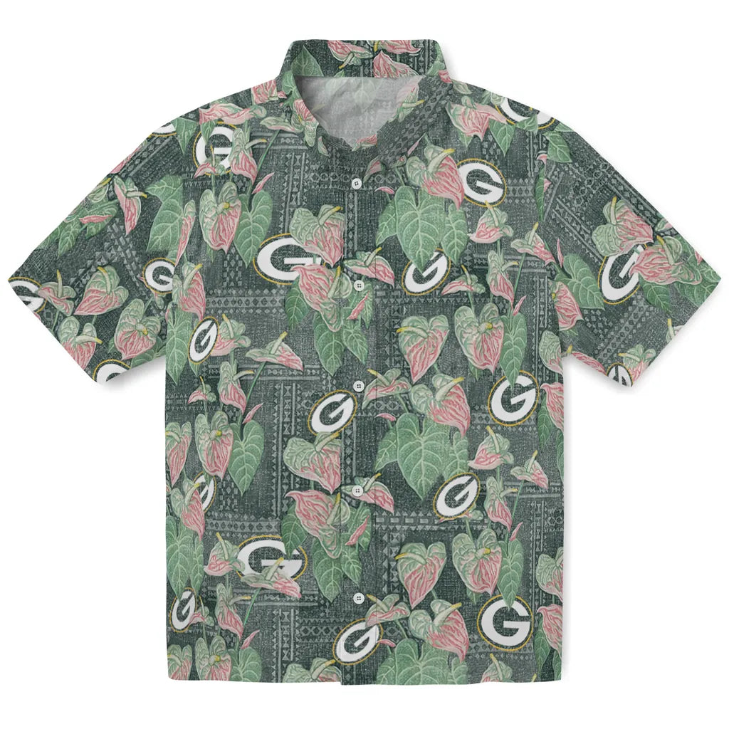 Green Bay Packers Hawaiian Shirt - Anthurium Overlay | Moonbestprint