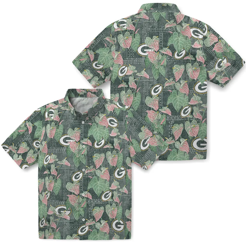 Green Bay Packers Hawaiian Shirt - Anthurium Overlay | Moonbestprint