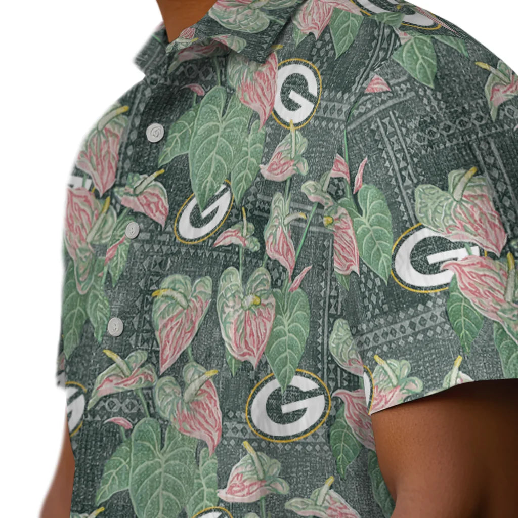 Green Bay Packers Hawaiian Shirt - Anthurium Overlay | Moonbestprint