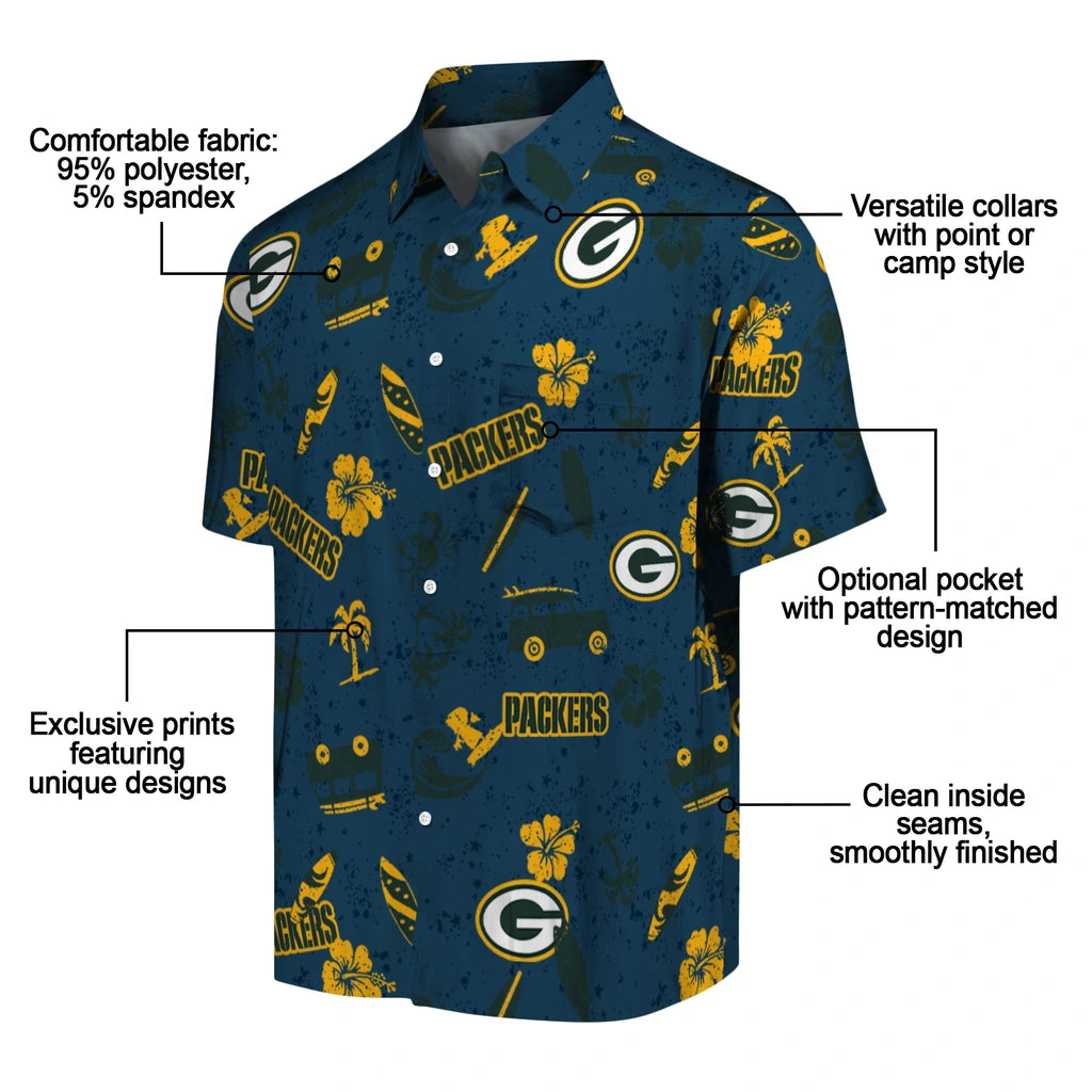 Green Bay Packers Hawaiian Shirt - Beach Vibe | Moonbestprint