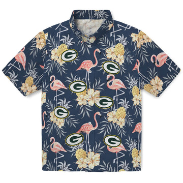 Green Bay Packers Hawaiian Shirt - Flamingo Hibiscus | Moonbestprint