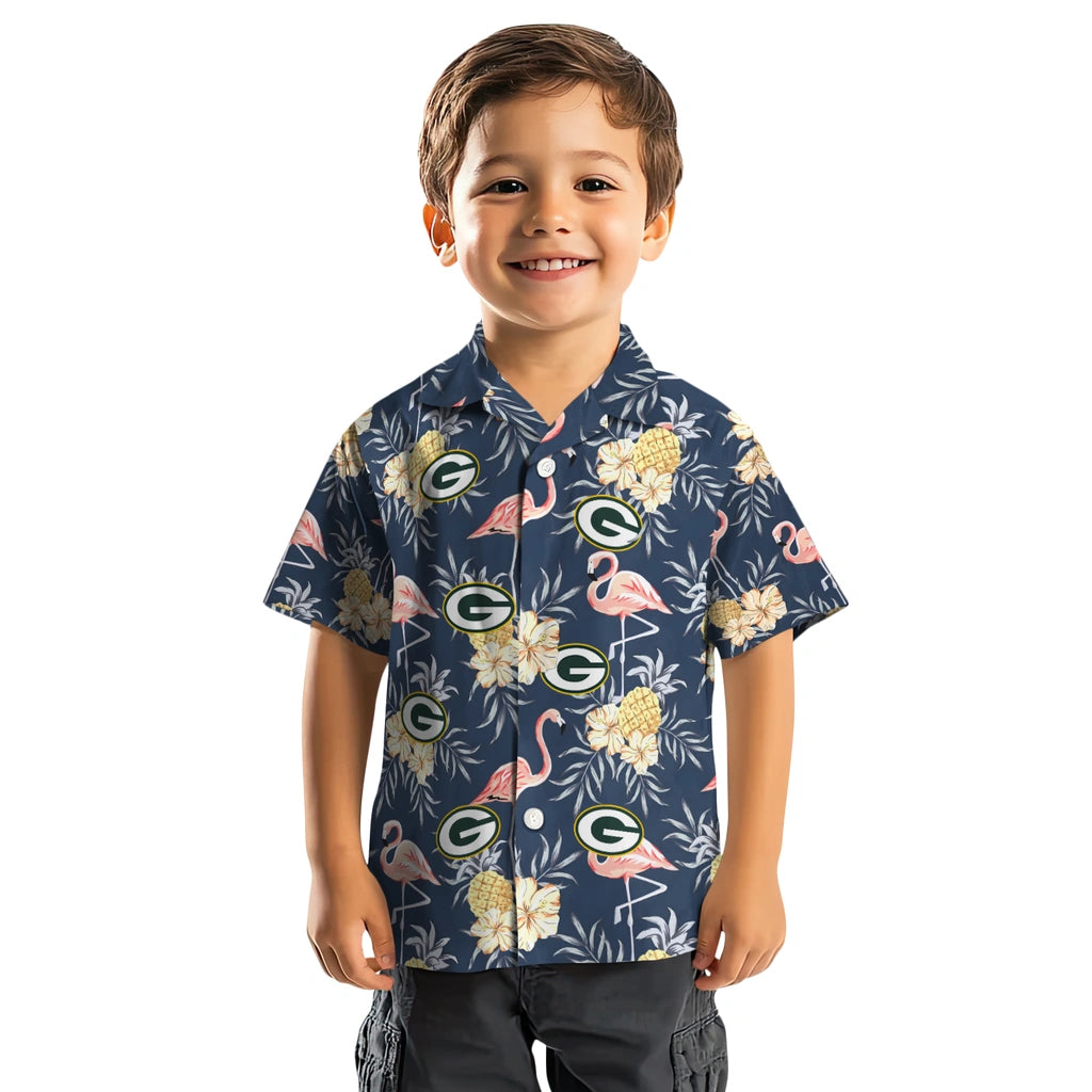 Green Bay Packers Hawaiian Shirt - Flamingo Hibiscus | Moonbestprint
