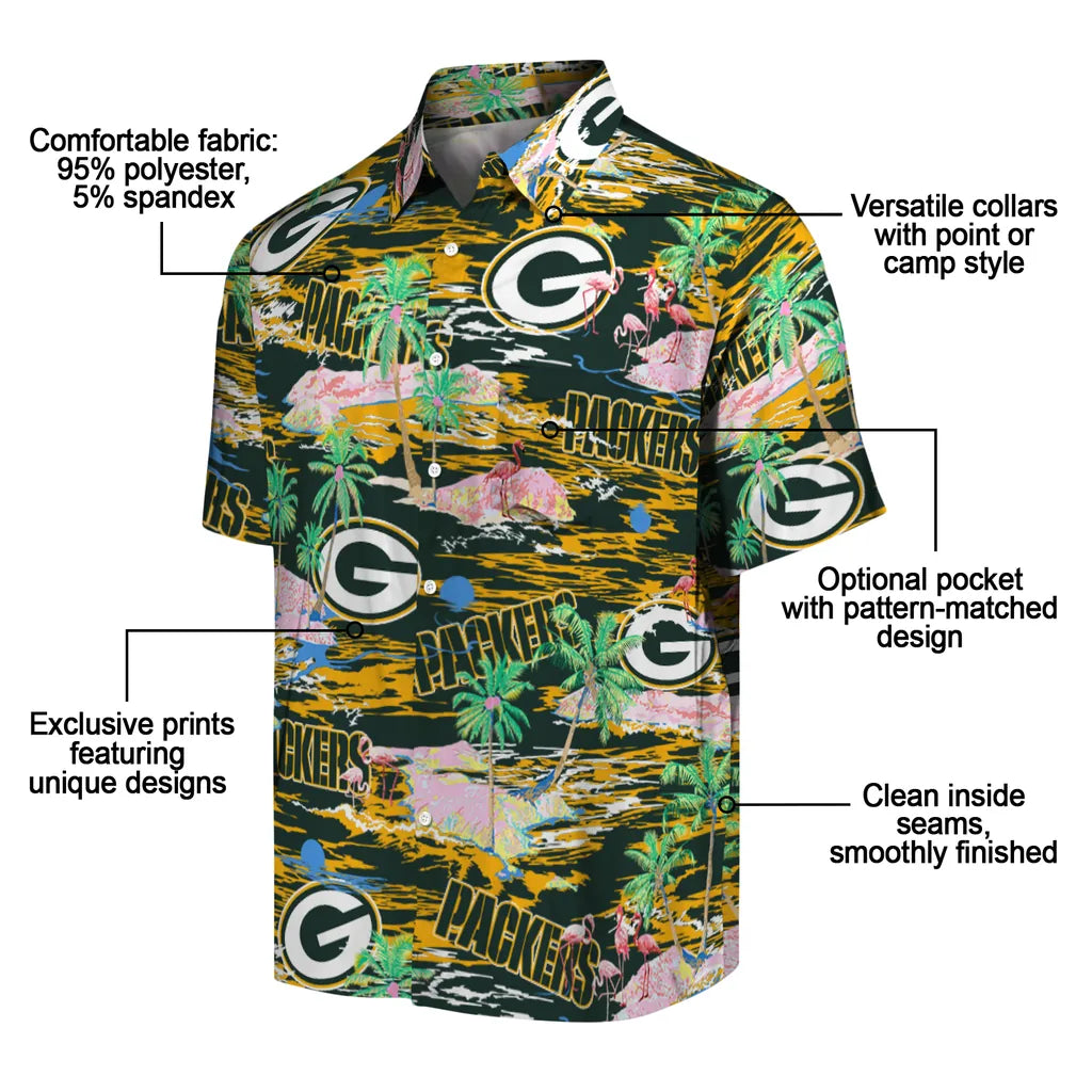 Green Bay Packers Flamingo Retreat 2026 Hawaiian Shirt – Moonbestprint