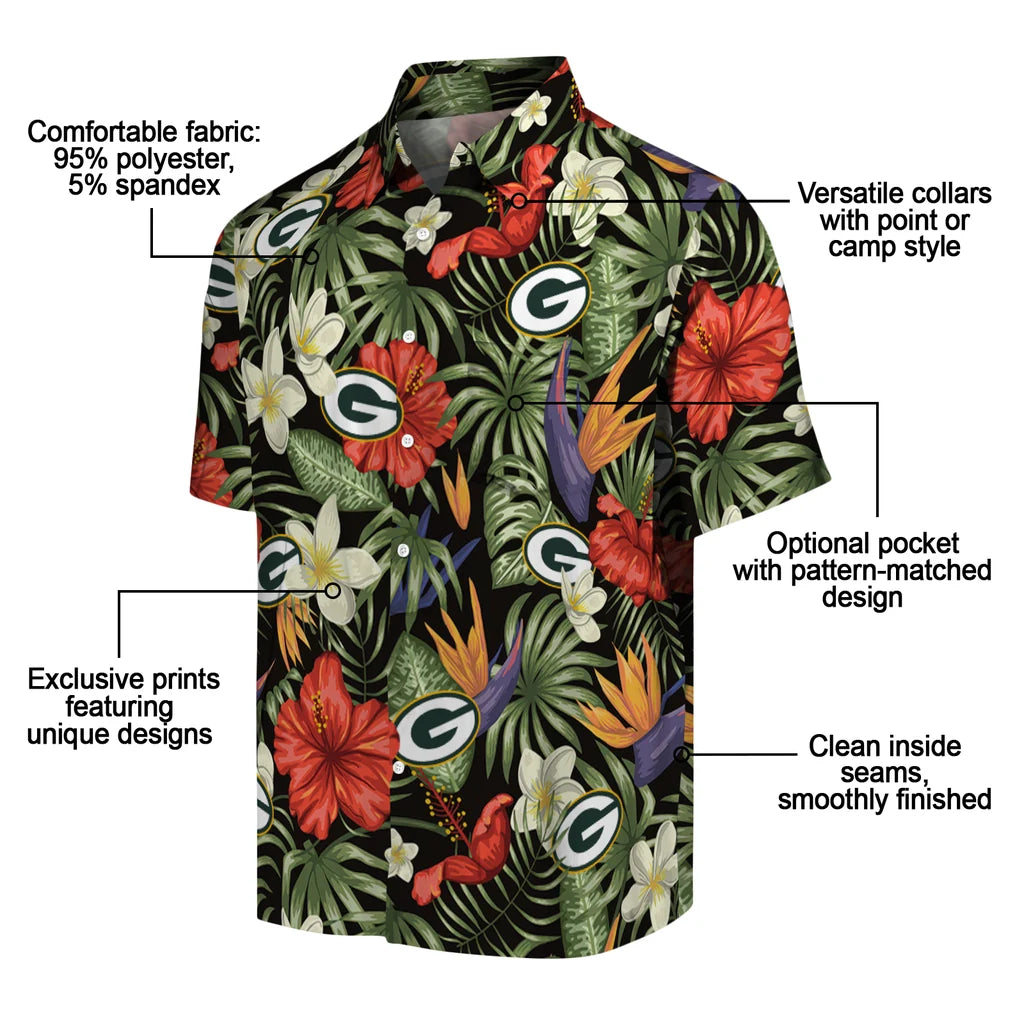 Green Bay Packers Hawaiian Shirt - Hawaii Floral Hibiscus | Moonbestprint