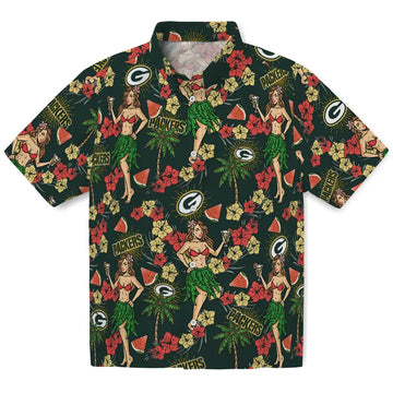 Green Bay Packers Hawaiian Shirt - Hawaiian Girls Design | Moonbestprint