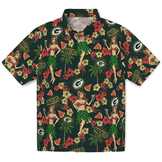 Green Bay Packers Hawaiian Shirt - Hawaiian Girls Design | Moonbestprint