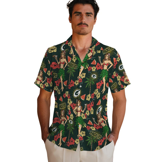 Green Bay Packers Hawaiian Shirt - Hawaiian Girls Design | Moonbestprint