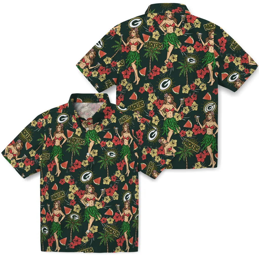 Green Bay Packers Hawaiian Shirt - Hawaiian Girls Design | Moonbestprint