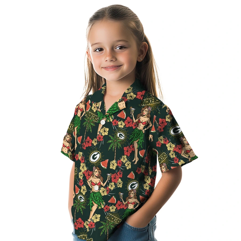 Green Bay Packers Hawaiian Shirt - Hawaiian Girls Design | Moonbestprint