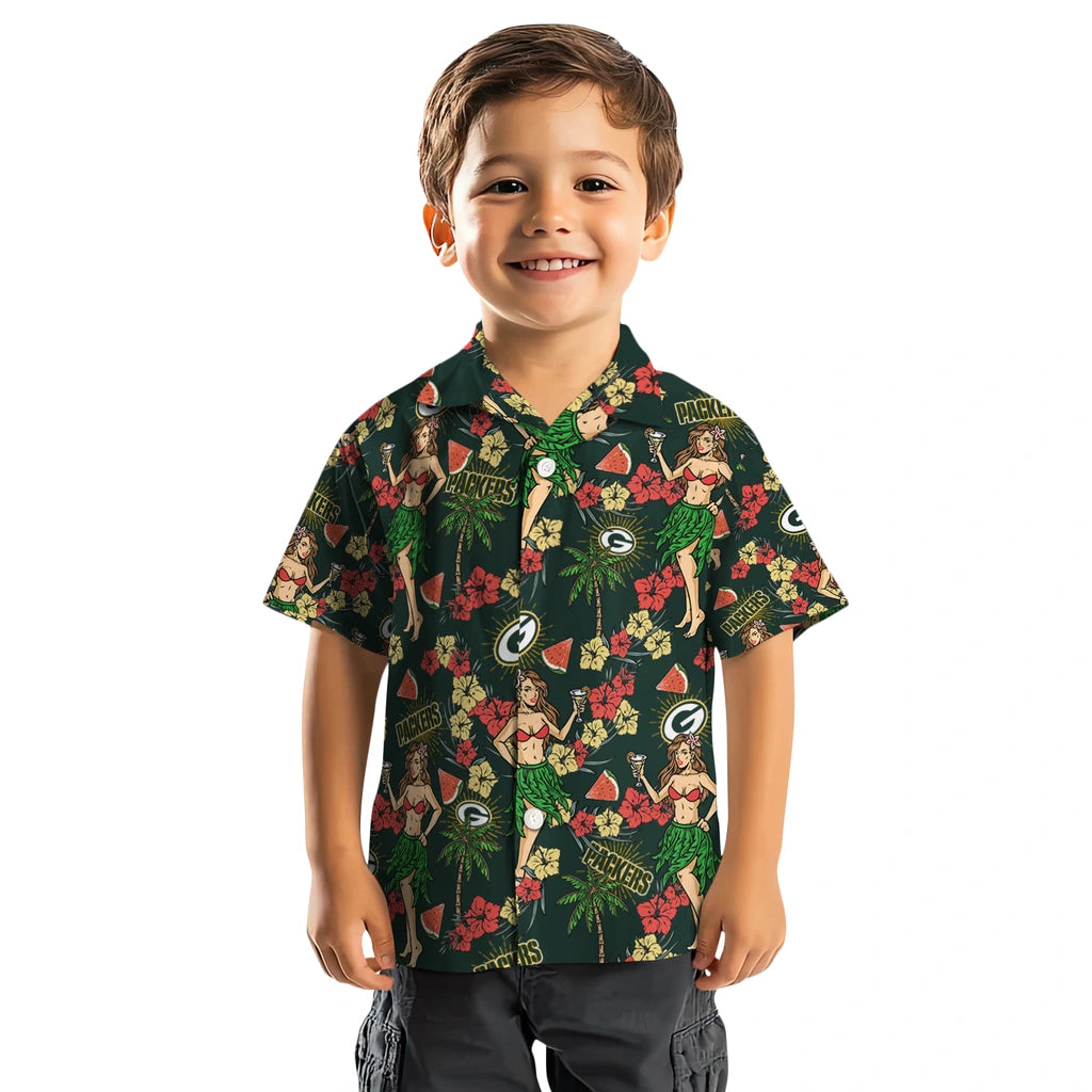 Green Bay Packers Hawaiian Shirt - Hawaiian Girls Design | Moonbestprint