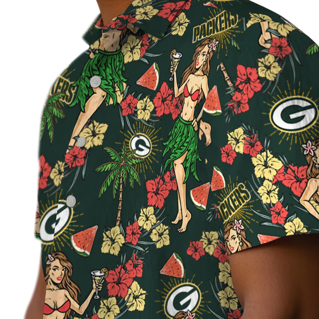 Green Bay Packers Hawaiian Shirt - Hawaiian Girls Design | Moonbestprint