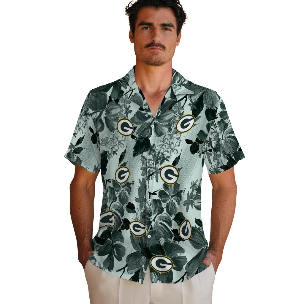 Green Bay Packers Hawaiian Shirt - Hibiscus Arrangement | Moonbestprint