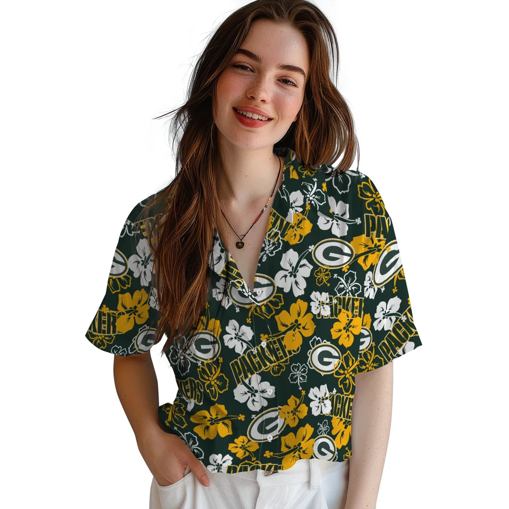 Green Bay Packers Hibiscus Bloom Hawaiian Shirt – Moonbestprint