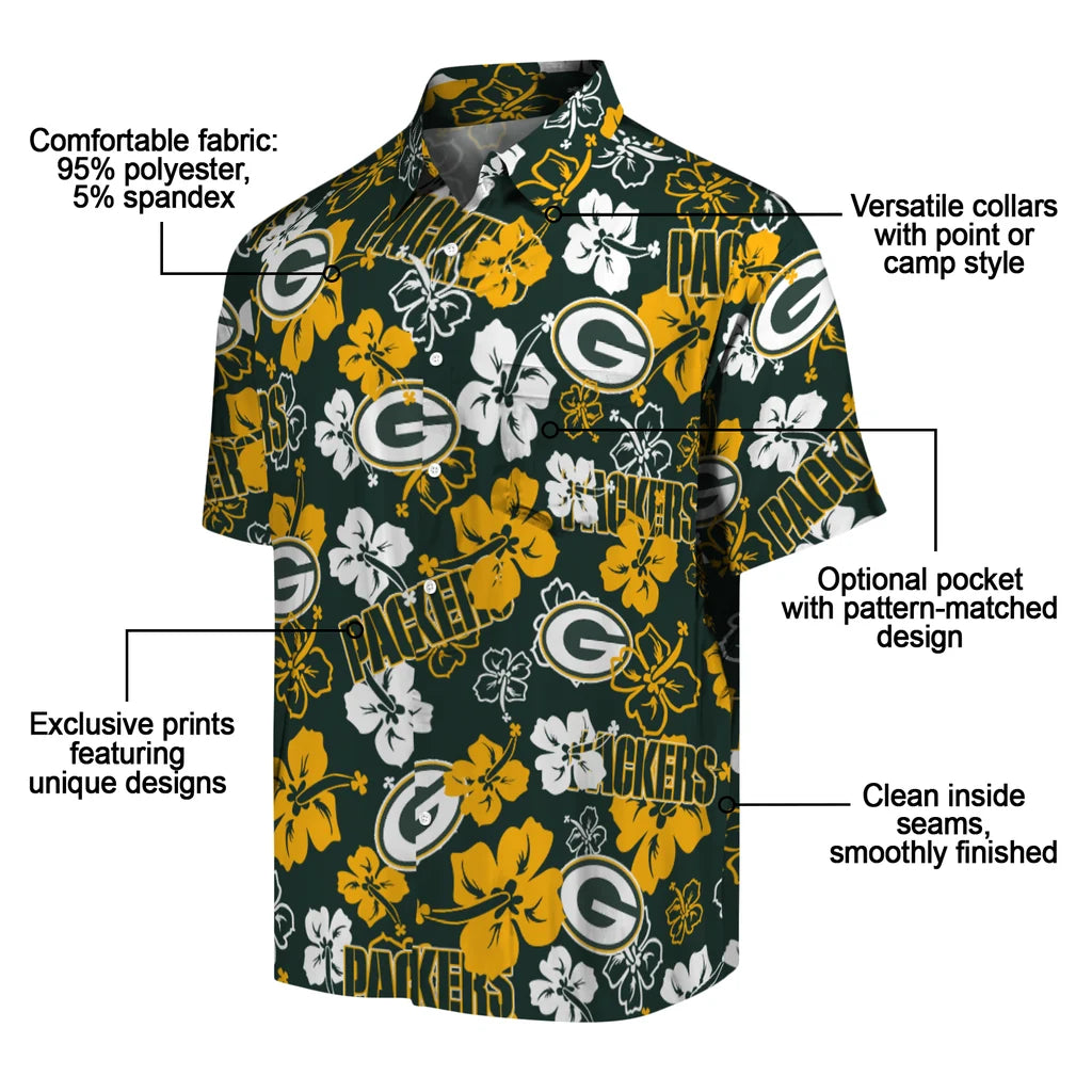 Green Bay Packers Hibiscus Bloom Hawaiian Shirt – Moonbestprint