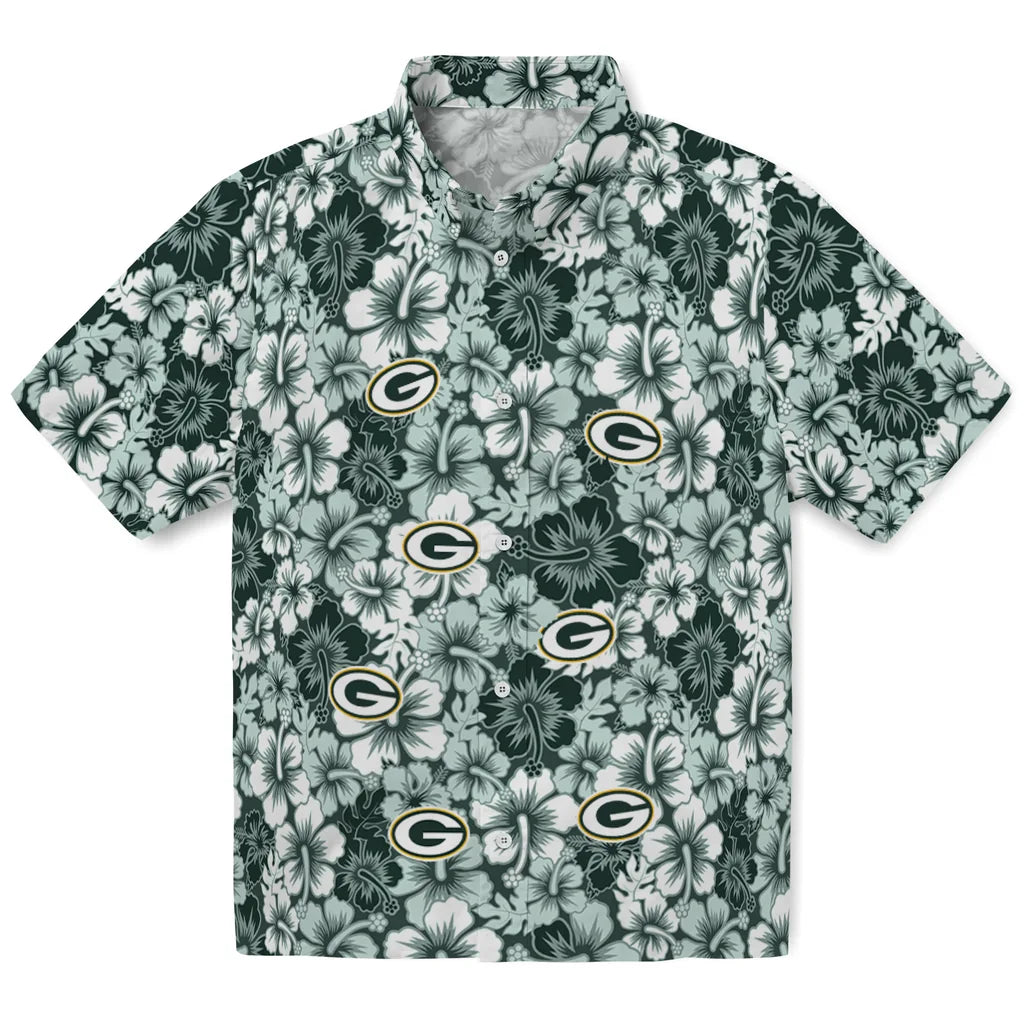 Green Bay Packers Hawaiian Shirt - Hibiscus Blooms | Moonbestprint