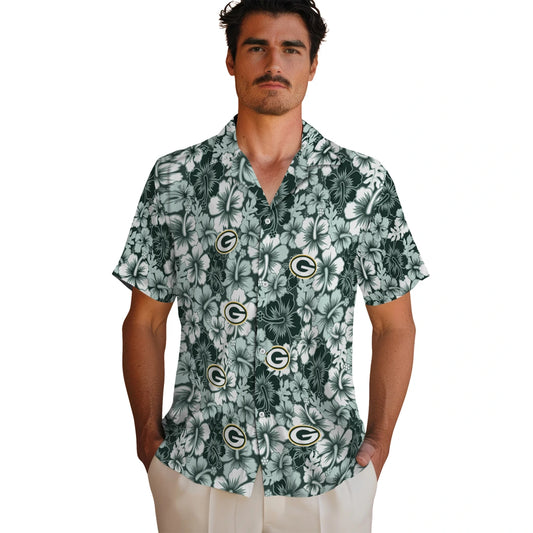 Green Bay Packers Hawaiian Shirt - Hibiscus Blooms | Moonbestprint