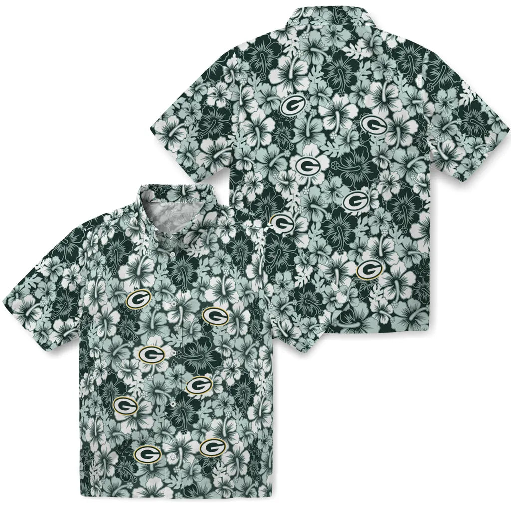 Green Bay Packers Hawaiian Shirt - Hibiscus Blooms | Moonbestprint