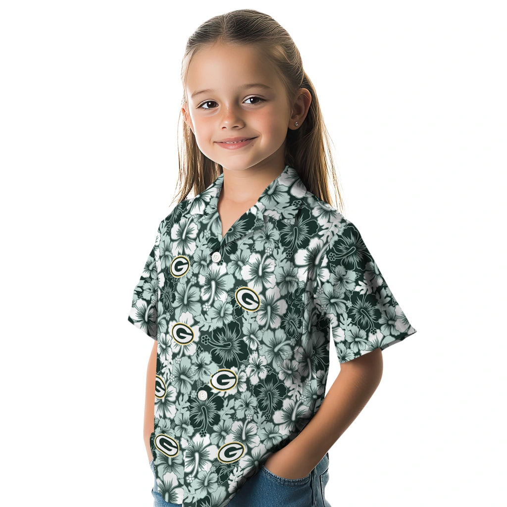 Green Bay Packers Hawaiian Shirt - Hibiscus Blooms | Moonbestprint