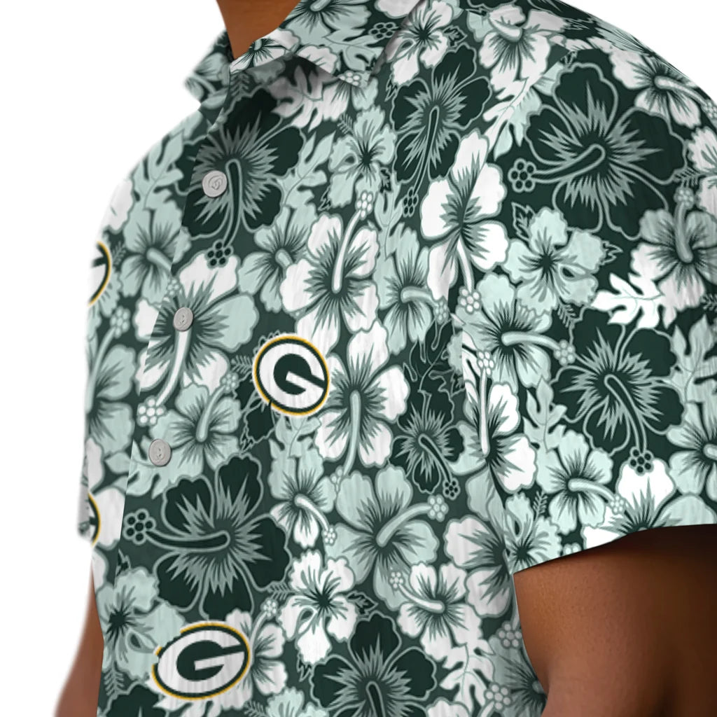 Green Bay Packers Hawaiian Shirt - Hibiscus Blooms | Moonbestprint