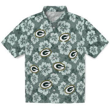 Green Bay Packers Hawaiian Shirt - Hibiscus Cluster | Moonbestprint