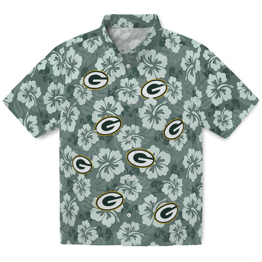 Green Bay Packers Hawaiian Shirt - Hibiscus Cluster | Moonbestprint