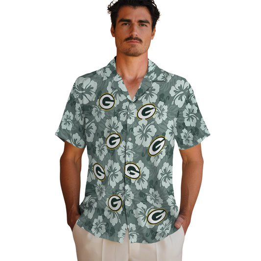 Green Bay Packers Hawaiian Shirt - Hibiscus Cluster | Moonbestprint