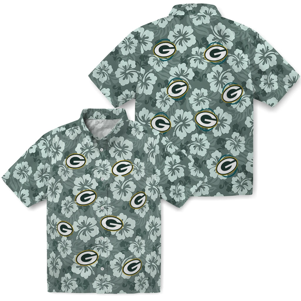 Green Bay Packers Hawaiian Shirt - Hibiscus Cluster | Moonbestprint