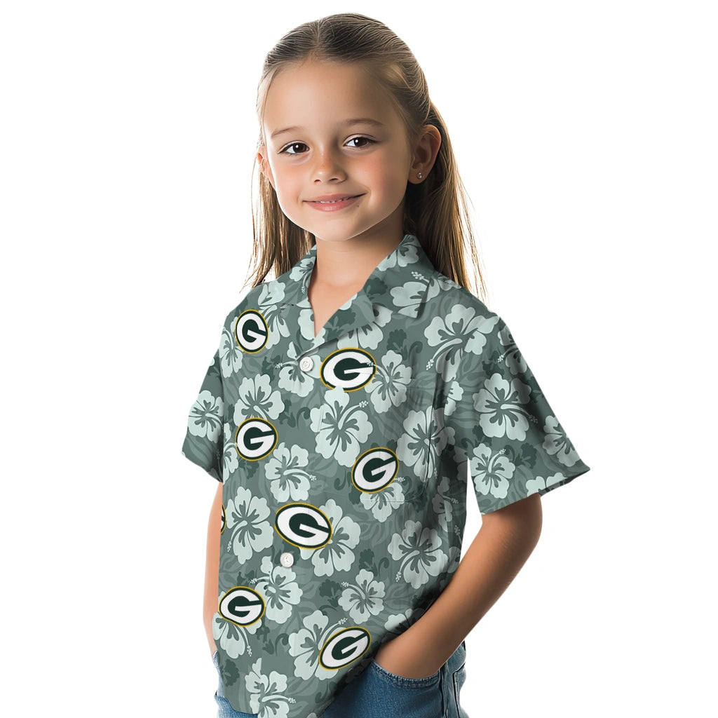 Green Bay Packers Hawaiian Shirt - Hibiscus Cluster | Moonbestprint