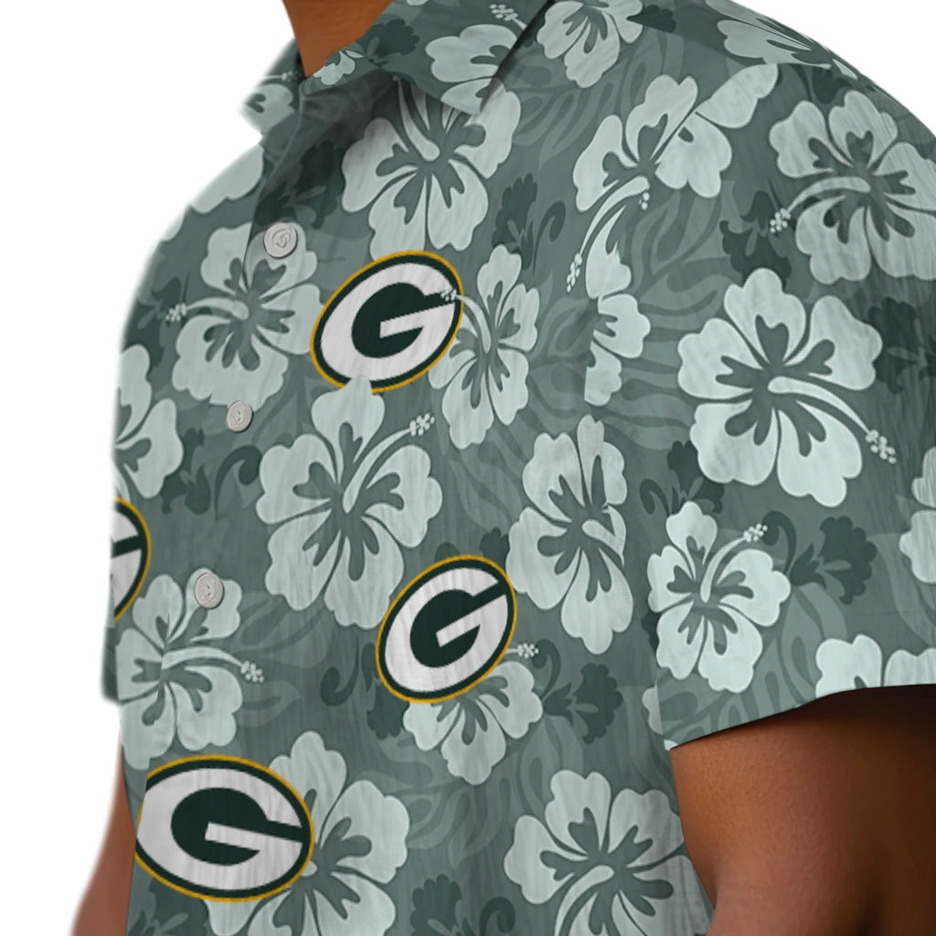 Green Bay Packers Hawaiian Shirt - Hibiscus Cluster | Moonbestprint