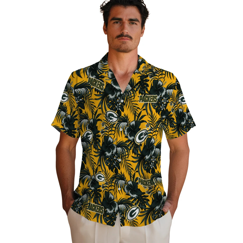Green Bay Packers Hawaiian Shirt - Hibiscus Exotic | Moonbestprint