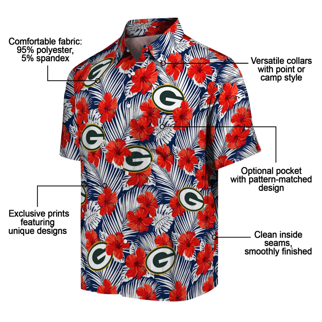 Green Bay Packers Hawaiian Shirt - Hibiscus Fiesta | Moonbestprint