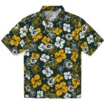 Green Bay Packers Hawaiian Shirt - Hibiscus Flower Design | Moonbestprint