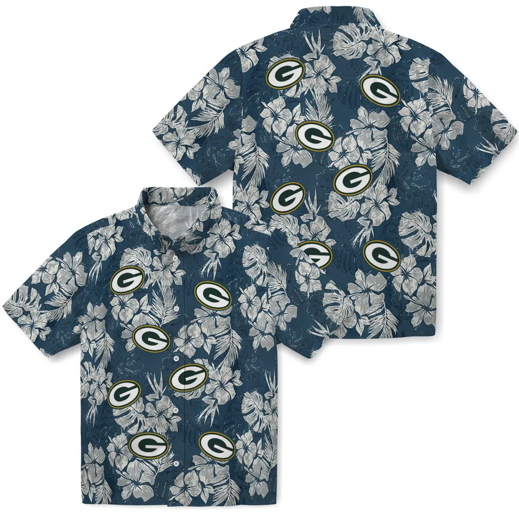 Green Bay Packers Hawaiian Shirt - Hibiscus Flowers | Moonbestprint