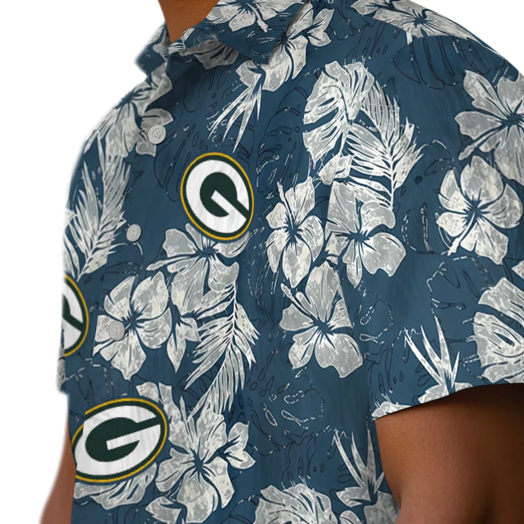 Green Bay Packers Hawaiian Shirt - Hibiscus Flowers | Moonbestprint