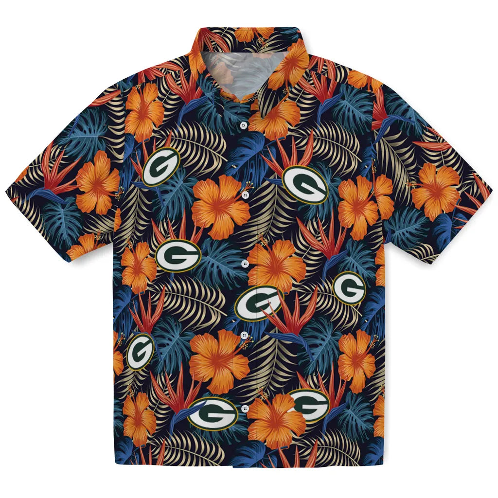 Green Bay Packers Hawaiian Shirt - Hibiscus Foliage | Moonbestprint