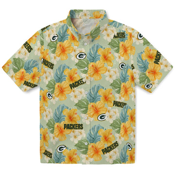 Green Bay Packers Hawaiian Shirt - Hibiscus Mood | Moonbestprint