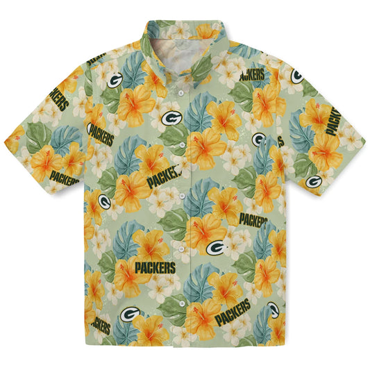 Green Bay Packers Hawaiian Shirt - Hibiscus Mood | Moonbestprint