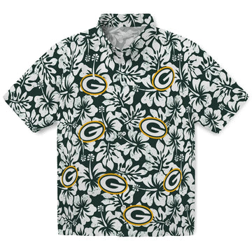 Green Bay Packers Hawaiian Shirt - Hibiscus Motif | Moonbestprint