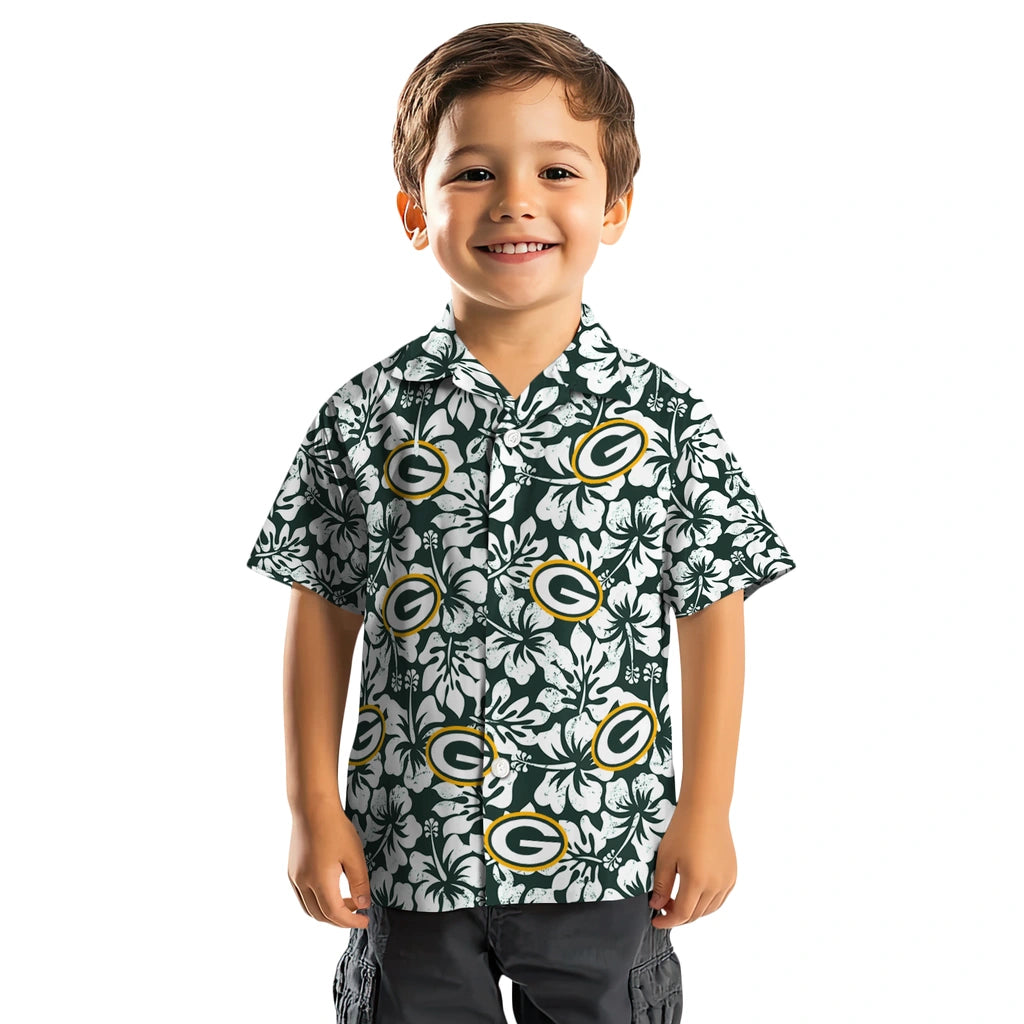 Green Bay Packers Hawaiian Shirt - Hibiscus Motif | Moonbestprint