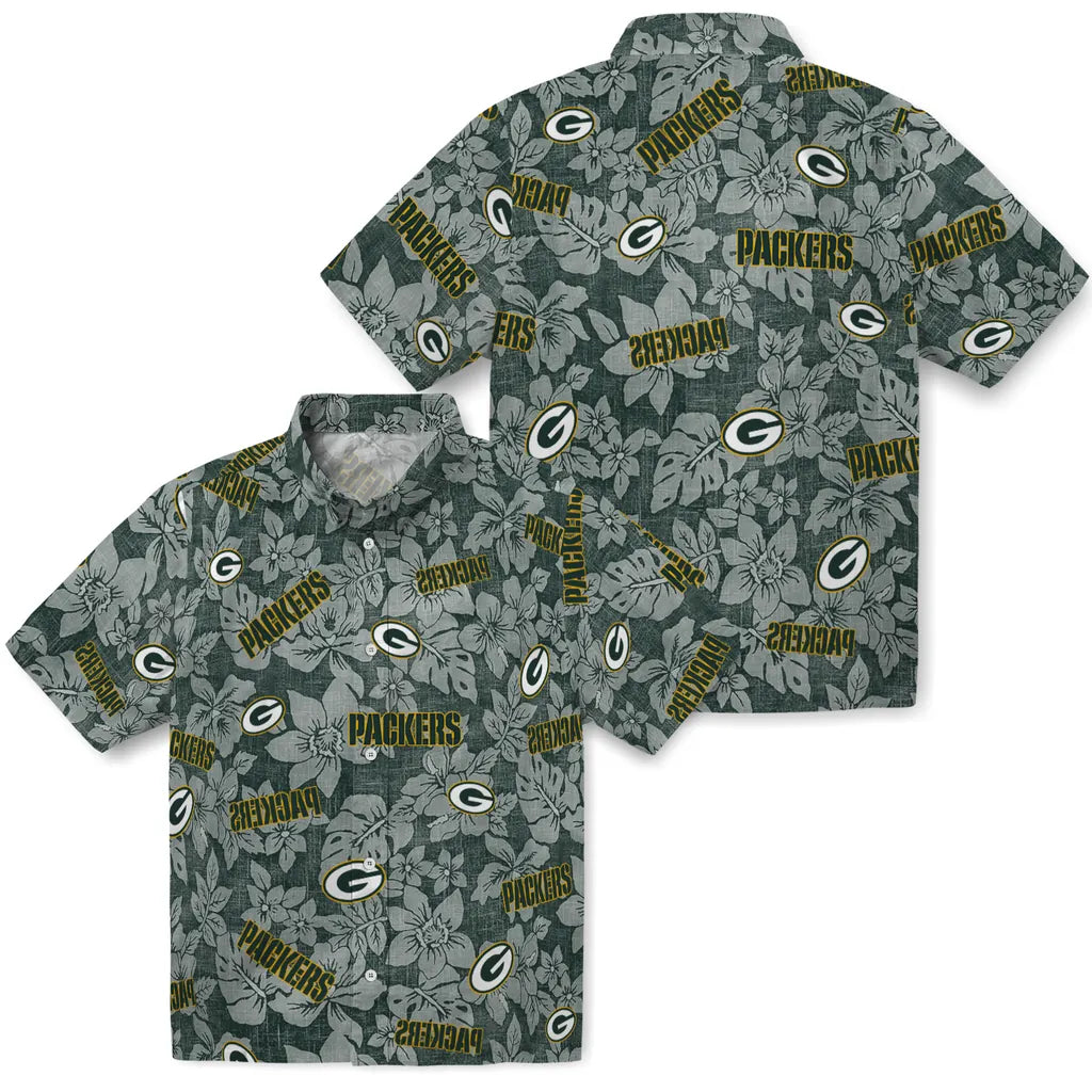 Green Bay Packers Hawaiian Shirt - Hibiscus Oasis | Moonbestprint