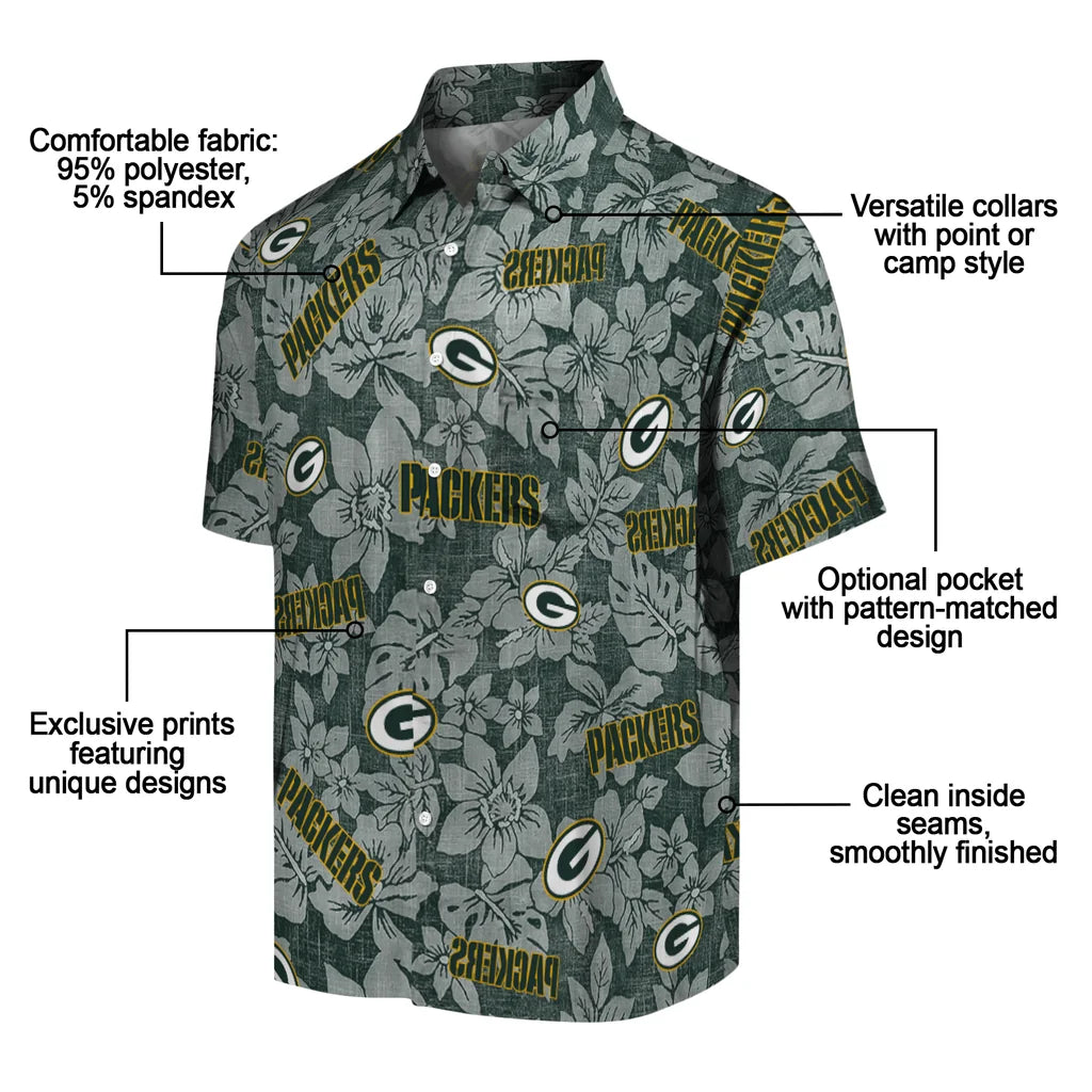 Green Bay Packers Hawaiian Shirt - Hibiscus Oasis | Moonbestprint