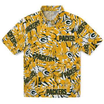 Green Bay Packers Hawaiian Shirt - Hibiscus Overlay | Moonbestprint